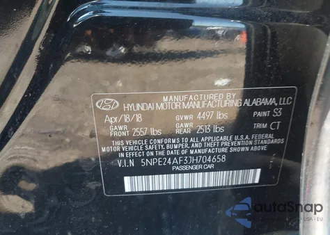 2018 Hyundai Sonata Se из США, поврежденный, VIN 5NPE24AF3JH704658